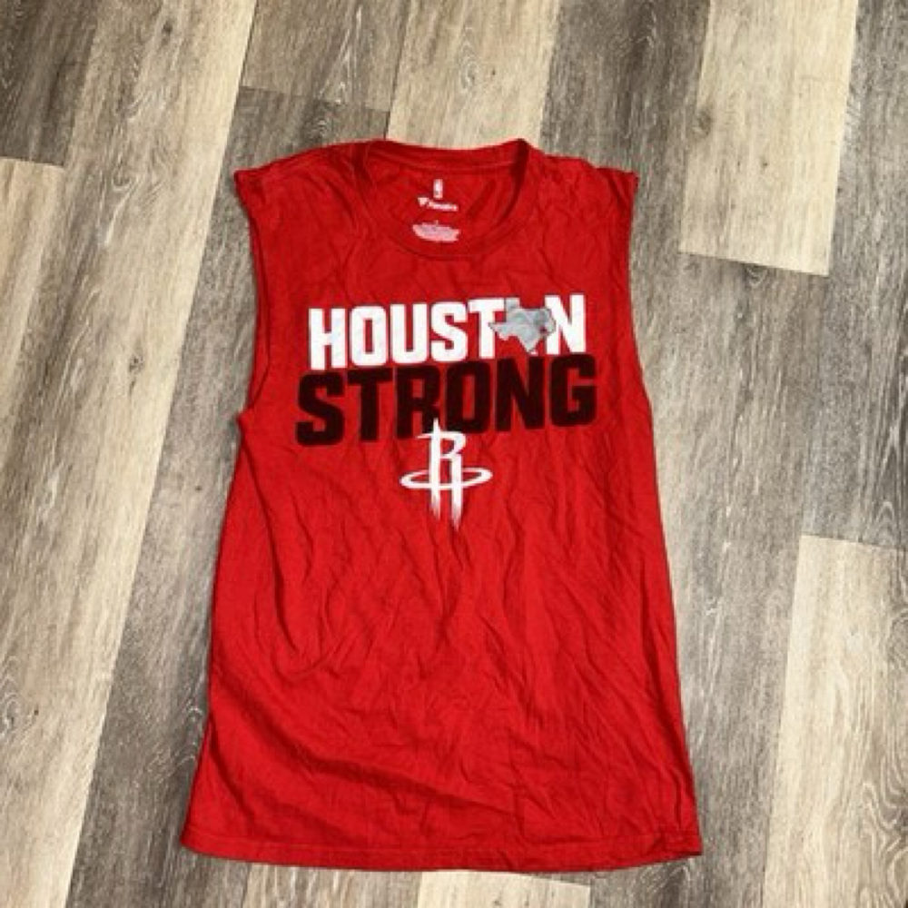 Red Houston Rockets Houston Strong T-Shirt Men's S Small Cut Off